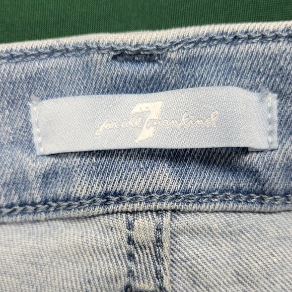 7 for all Mankind Cropped Alexa style two-tone jeans with raw ankles size 32 EUC - Picture 3 of 10